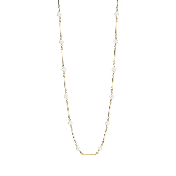 Lund Copenhagen - 8 karat guld Pind og perle Collier i guld fra Lund Copenhagen