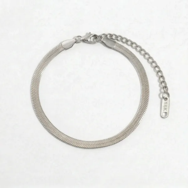 Flad Slange Armbånd Sølvfarvet 4mm fra Prismila Jewellery