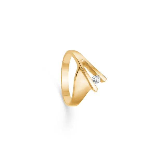 Randers Sølv - 8 kt. guld ring med 0,10ct brilliant i sterlingsølv fra Randers Sølv