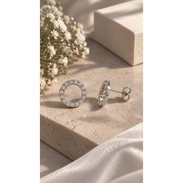 Diamant øreringe | Amélie Circle Øreringe | 10-kt-hvidguld i guld fra Nordisk Diamant