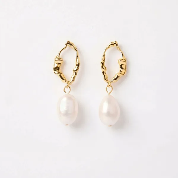 Organisk Perle Drop Stud 18K Guldbelagt i guldbelagt fra Prismila Jewellery