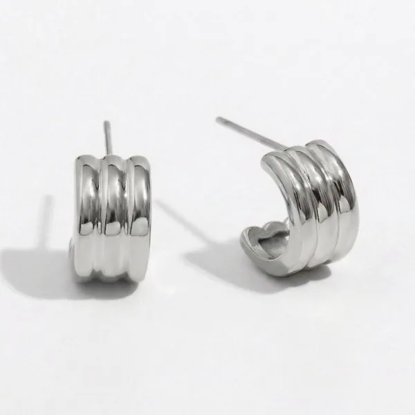 Chunky Triple Hoops Sølvfarvet fra Prismila Jewellery