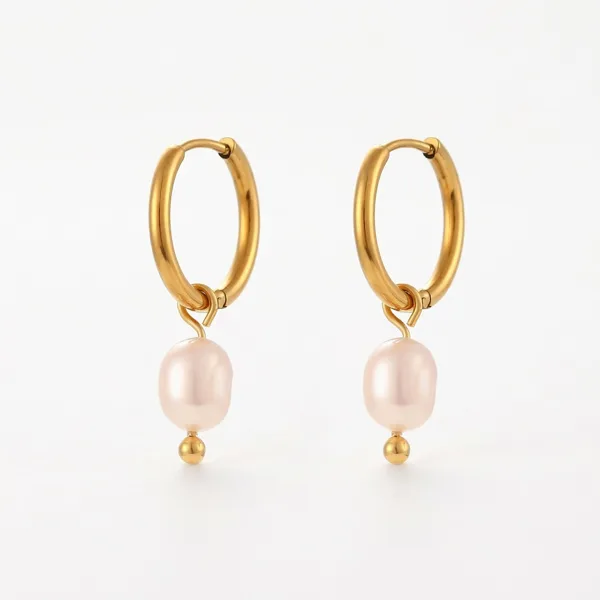 Perle Hoop 29mm Guldbelagt i guldbelagt fra Prismila Jewellery
