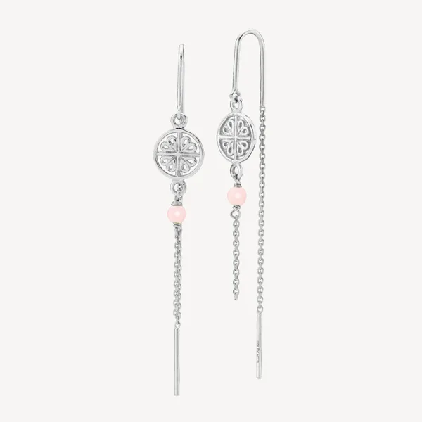 Balance - Kæde ørering Sølv med pink resin perle i sterlingsølv fra Sistie