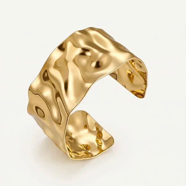 Chunky Molten Bangle Guldbelagt i guldbelagt fra Prismila Jewellery