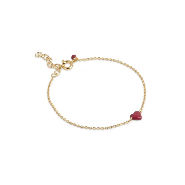 Enamel - Amore armbånd med bordeaux emaljehjerte i forgyldt i guldbelagt fra Enamel