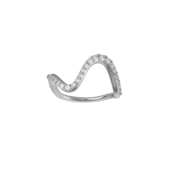 byBiehl - Wave Sparkle ring i sølv med sten af zirkonia i sterlingsølv fra byBiehl