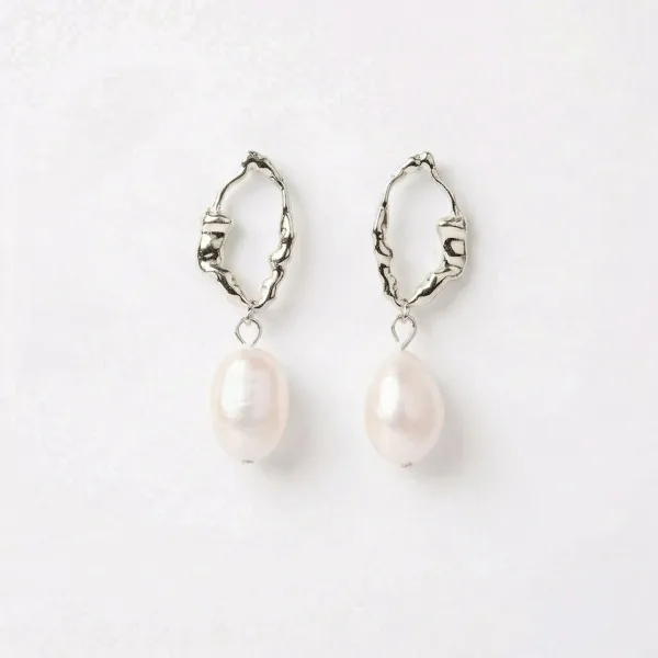 Organisk Perle Drop Stud Sølv i sterlingsølv fra Prismila Jewellery