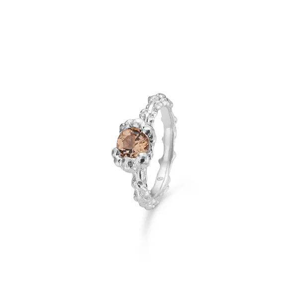 Studio Z - Citrine relieve sølv ring med orange zirkonia i sterlingsølv fra Studio Z