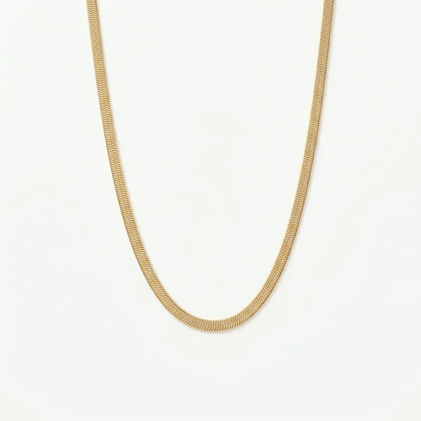 Flad Slange Halskæde 4mm 18K Guldbelagt 45cm i guldbelagt fra Prismila Jewellery
