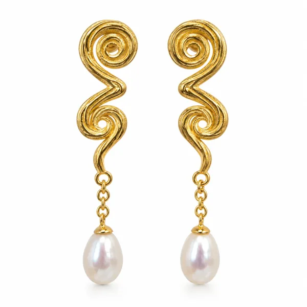 Waves ørehæng i forgyldt sølv fra Spinning Jewelry