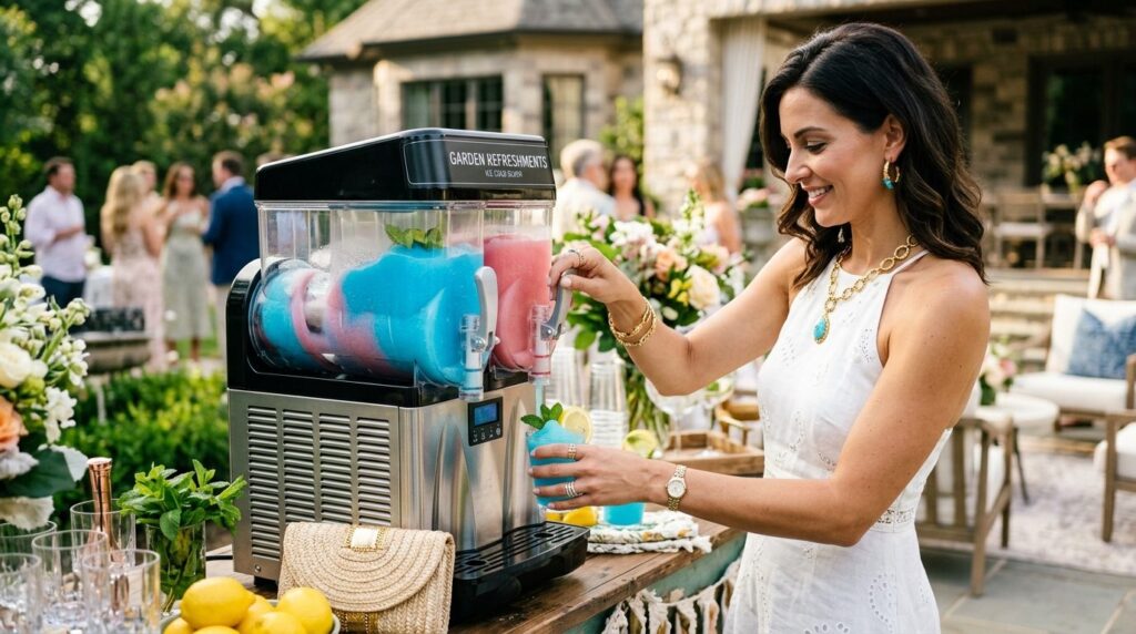 Close-up lifestyle shot of a stylish woman in elegant summer